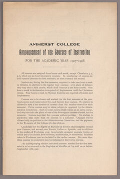 Thumbnail for Announcement of the courses of instruction for the academic year 1907-1908 - Image 1