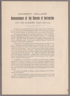 Thumbnail for Announcement of the courses of instruction for the academic year 1908-1909 - Image 1