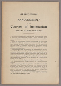 Thumbnail for Announcement of the courses of instruction for the academic year 1911-'12 - Image 1