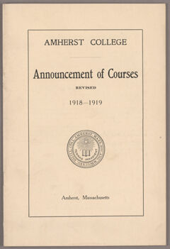 Thumbnail for Announcement of courses revised 1918-1919 - Image 1