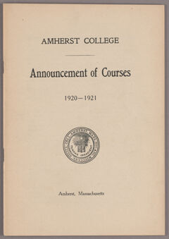 Thumbnail for Announcement of courses 1920-1921 - Image 1