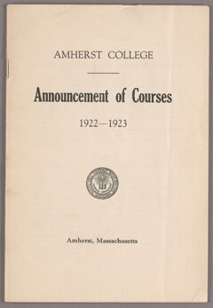 Thumbnail for Announcement of courses 1922-1923 - Image 1