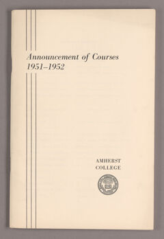 Thumbnail for Announcement of courses 1951-1952 - Image 1