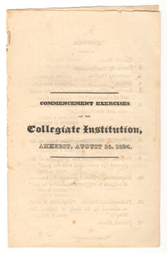 Thumbnail for Amherst College Commencement program, 1824 August 25 - Image 1
