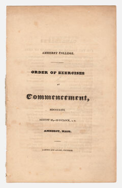 Thumbnail for Amherst College Commencement program, 1826 August 23 - Image 1