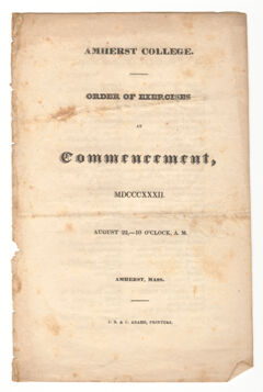 Thumbnail for Amherst College Commencement program, 1832 August 22 - Image 1