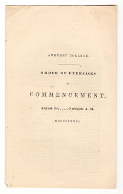 Thumbnail for Amherst College Commencement program, 1836 August 24 - Image 1