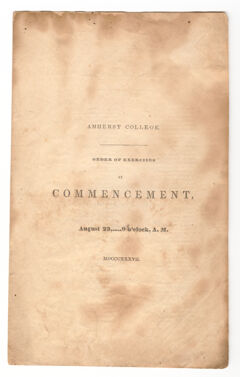 Thumbnail for Amherst College Commencement program, 1837 August 23 - Image 1