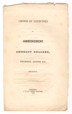 Thumbnail for Amherst College Commencement program, 1845 August 14 - Image 1