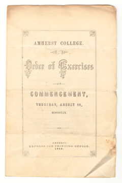 Thumbnail for Amherst College Commencement program, 1859 August 11 - Image 1
