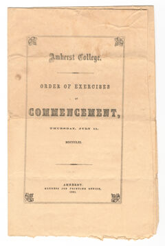 Thumbnail for Amherst College Commencement program, 1861 July 11 - Image 1