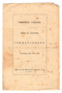 Thumbnail for Amherst College Commencement program, 1865 July 13 - Image 1