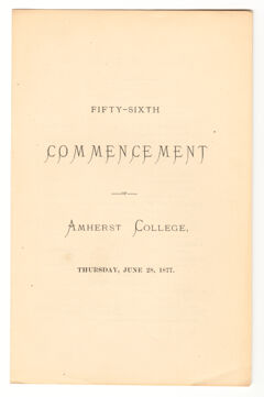 Thumbnail for Amherst College Commencement program, 1877 June 28 - Image 1