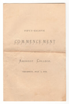 Thumbnail for Amherst College Commencement program, 1879 July 3 - Image 1