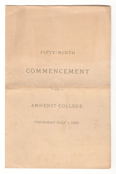 Thumbnail for Amherst College Commencement program, 1880 July 1 - Image 1
