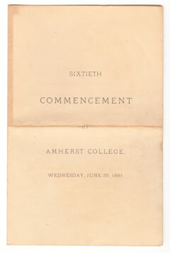 Thumbnail for Amherst College Commencement program, 1881 June 29 - Image 1