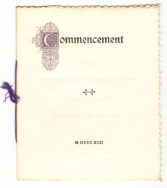 Thumbnail for Amherst College Commencement program, 1892 June 29 - Image 1