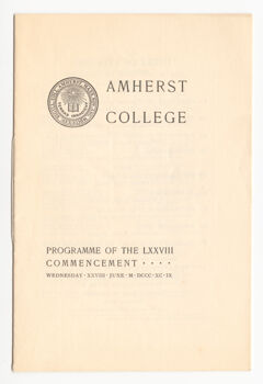 Thumbnail for Amherst College Commencement program, 1899 June 28 - Image 1
