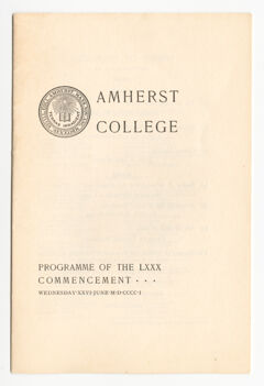 Thumbnail for Amherst College Commencement program, 1901 June 26 - Image 1