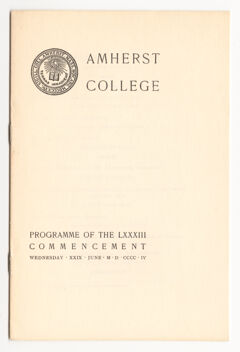 Thumbnail for Amherst College Commencement program, 1904 June 29 - Image 1