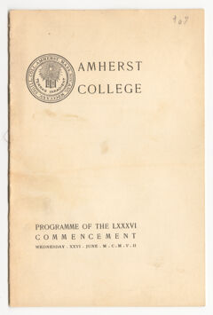 Thumbnail for Amherst College Commencement program, 1907 June 26 - Image 1
