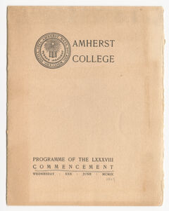 Thumbnail for Amherst College Commencement program, 1909 June 30 - Image 1
