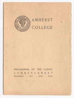 Thumbnail for Amherst College Commencement program, 1910 June 29 - Image 1