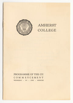 Thumbnail for Amherst College Commencement program, 1923 June 20 - Image 1