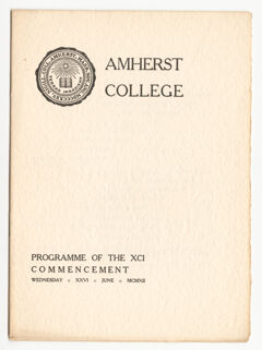 Thumbnail for Amherst College Commencement program, 1912 June 26 - Image 1