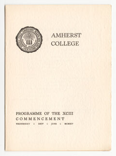 Thumbnail for Amherst College Commencement program, 1914 June 24 - Image 1