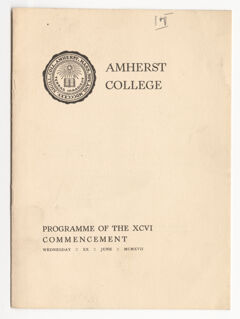 Thumbnail for Amherst College Commencement program, 1917 June 20 - Image 1