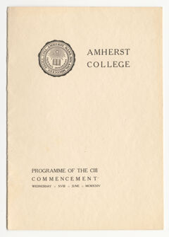 Thumbnail for Amherst College Commencement program, 1924 June 18 - Image 1
