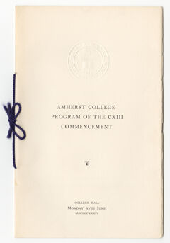 Thumbnail for Amherst College Commencement program, 1934 June 18 - Image 1