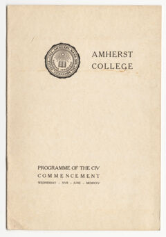Thumbnail for Amherst College Commencement program, 1925 June 17 - Image 1