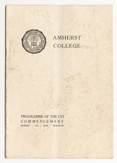 Thumbnail for Amherst College Commencement program, 1927 June 20 - Image 1