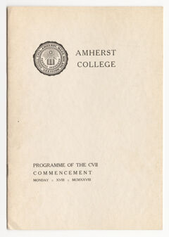Thumbnail for Amherst College Commencement program, 1928 - Image 1