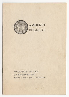 Thumbnail for Amherst College Commencement program, 1929 June 17 - Image 1