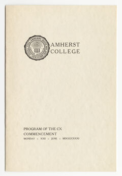 Thumbnail for Amherst College Commencement program, 1931 June 22 - Image 1