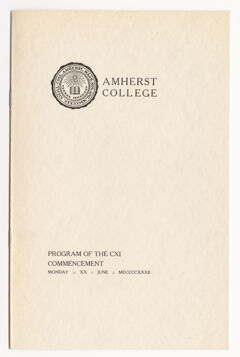 Thumbnail for Amherst College Commencement program, 1932 June 20 - Image 1