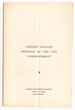 Thumbnail for Amherst College Commencement program, 1941 June 15 - Image 1
