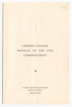 Thumbnail for Amherst College Commencement program, 1942 May 17 - Image 1