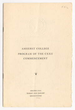 Thumbnail for Amherst College Commencement program, 1943 January 31 - Image 1