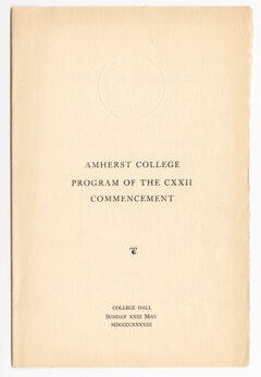Thumbnail for Amherst College Commencement program, 1943 May 23 - Image 1