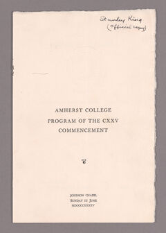 Thumbnail for Amherst College Commencement program, 1945 June 3 - Image 1