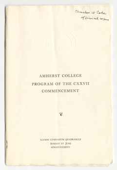 Thumbnail for Amherst College Commencement program, 1947 June 15 - Image 1