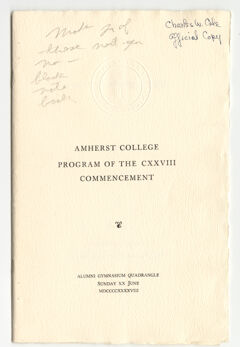 Thumbnail for Amherst College Commencement program, 1948 June 20 - Image 1