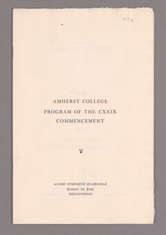 Thumbnail for Amherst College Commencement program, 1949 June 12 - Image 1