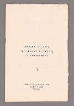 Thumbnail for Amherst College Commencement program, 1950 June 11 - Image 1
