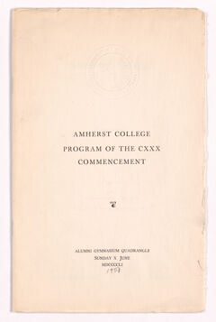 Thumbnail for Amherst College Commencement program, 1951 June 10 - Image 1