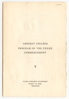 Thumbnail for Amherst College Commencement program, 1953 June 14 - Image 1